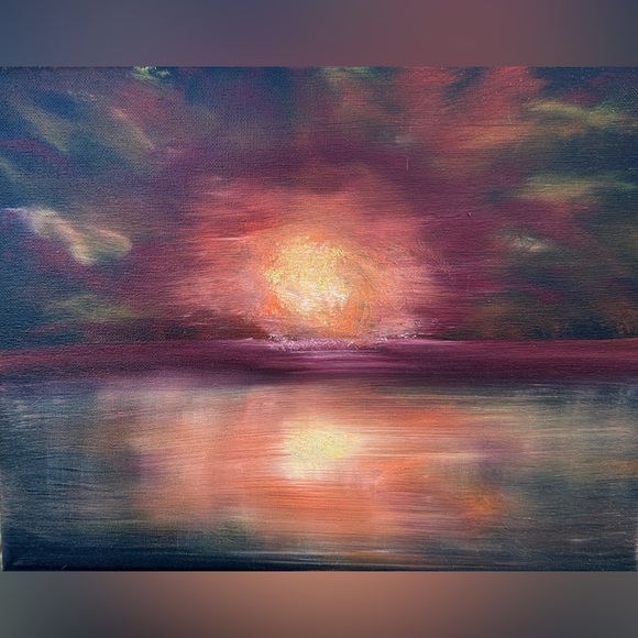 hand painted Other - Radiant Horizon Canvas Painting